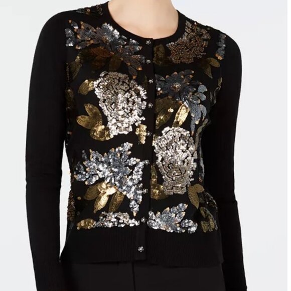 Charter Clubs Floral sequin Cardigan. - Picture 1 of 5